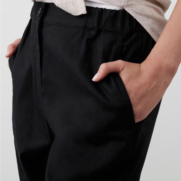 BANANA REPUBLIC Tapered Linen-Blend Pull-On Pant, Black, Size Small - Picture 3 of 9
